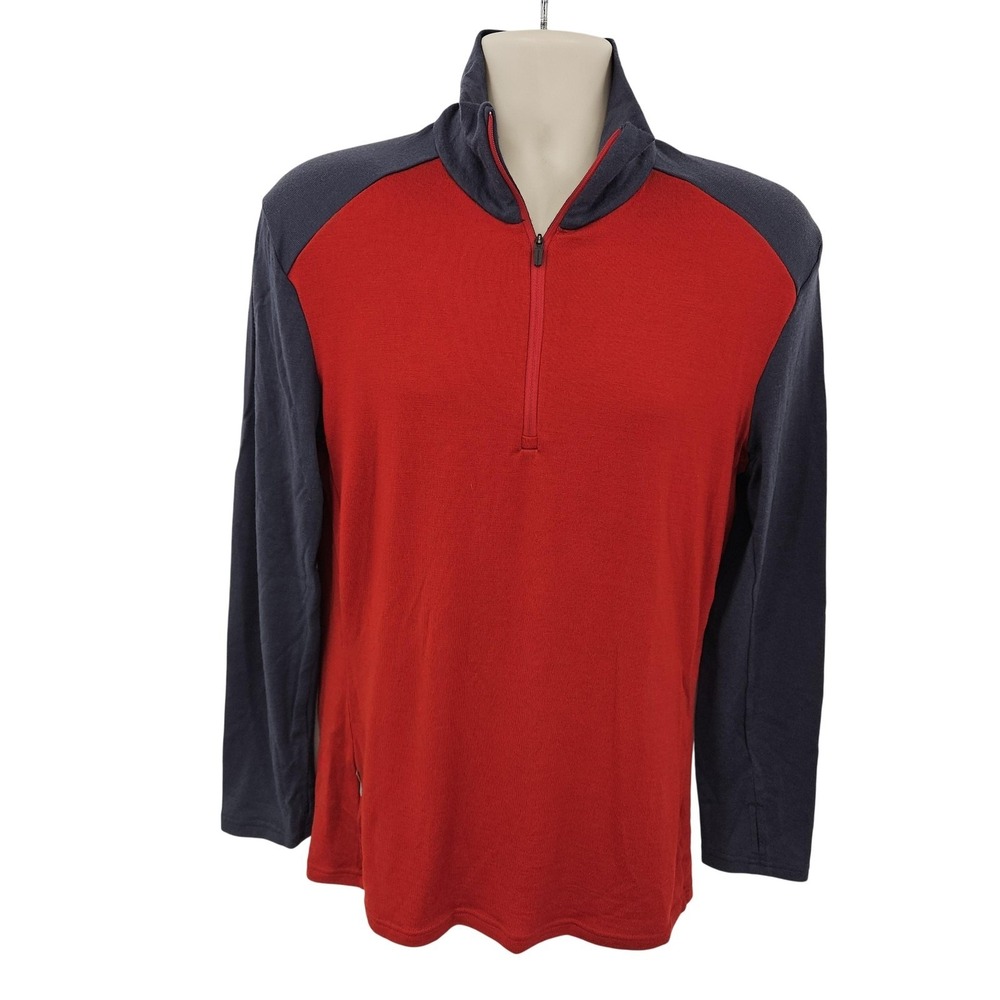 Icebreaker Bodyfit‎ 260 Pullover Mens L Red Merino Wool Quarter Zip Base Layer